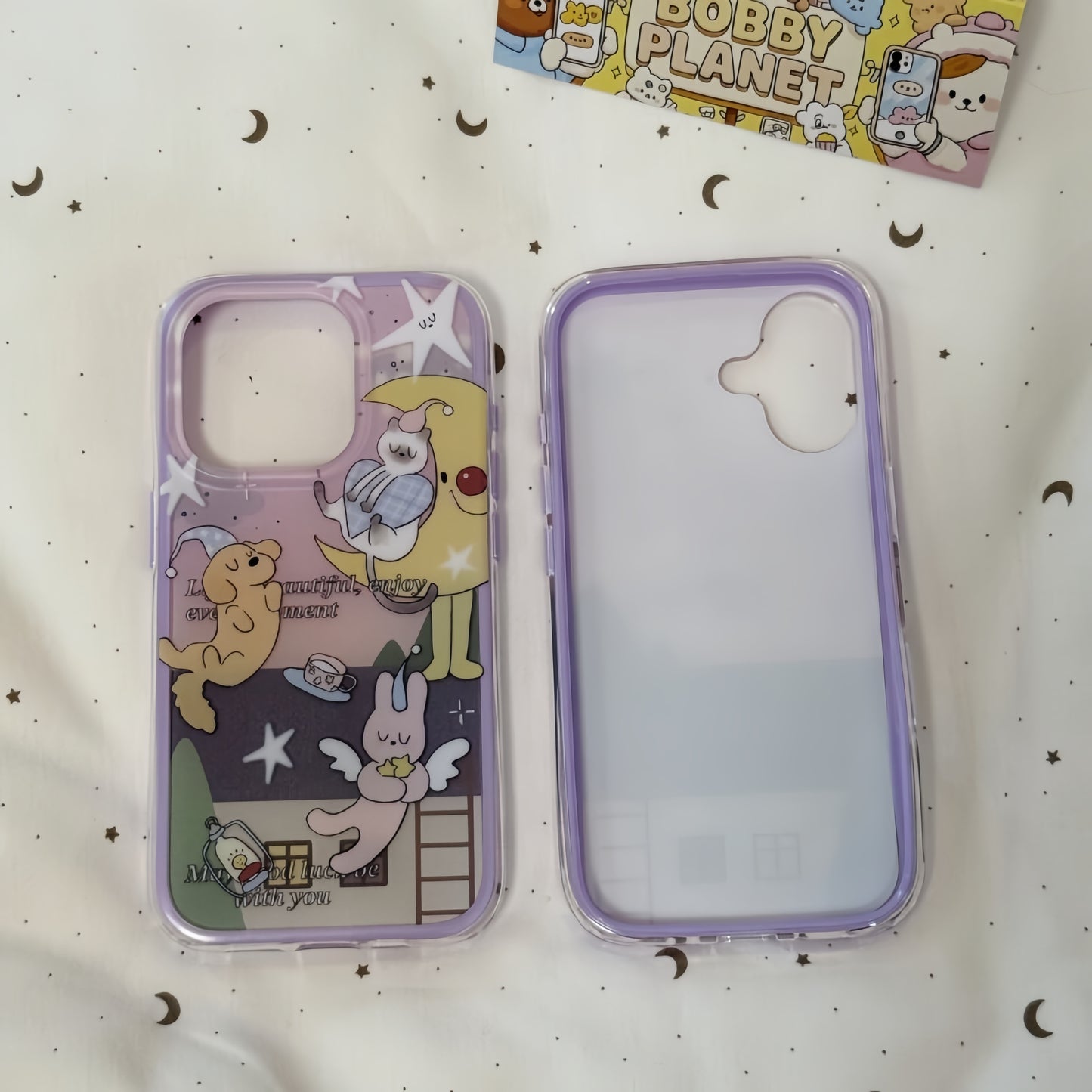 Cute Moon Kitty Puppy Bunny Acrylic Phone Case