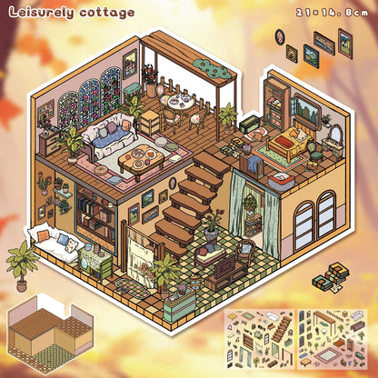 Cute Daily Life 3D Sticker | 4 Cute Miniature Scenes