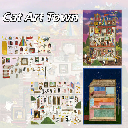 Meow Dream Town 3D Sticker | 6 Cute Miniature Scenes