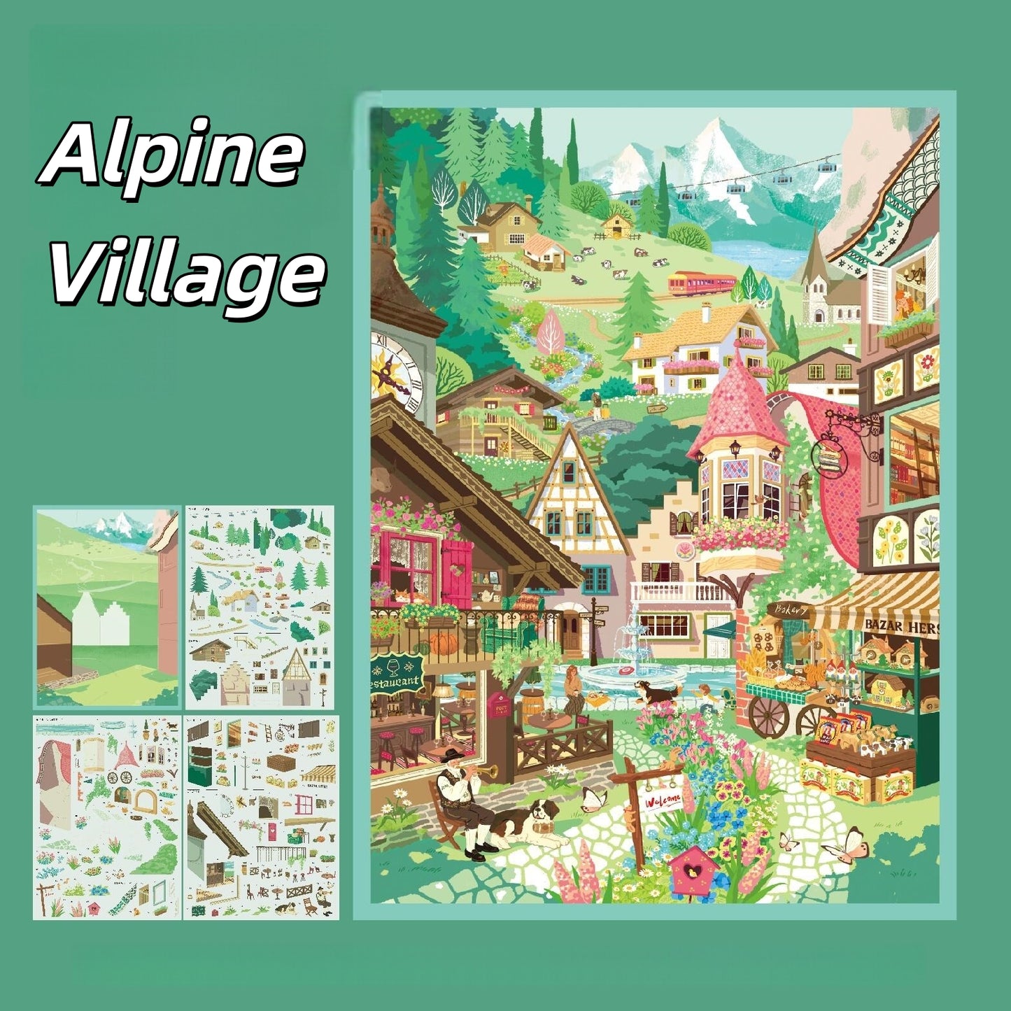Globe Trotter 3D Sticker | 4 Cute Miniature Scenes