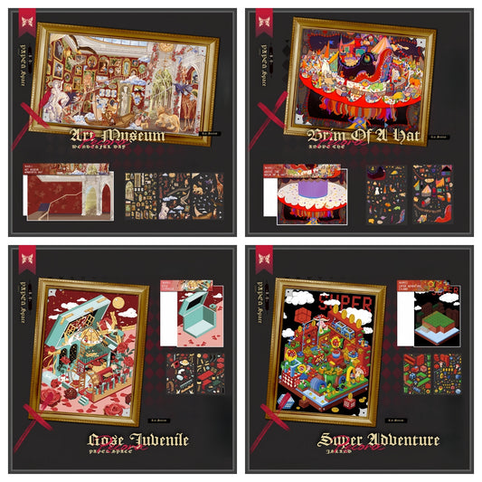 Paper Space 3D Sticker | 4 Cute Miniature Scenes