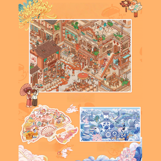 Chinese Culture 3D Sticker | 3 Cute Miniature Scenes