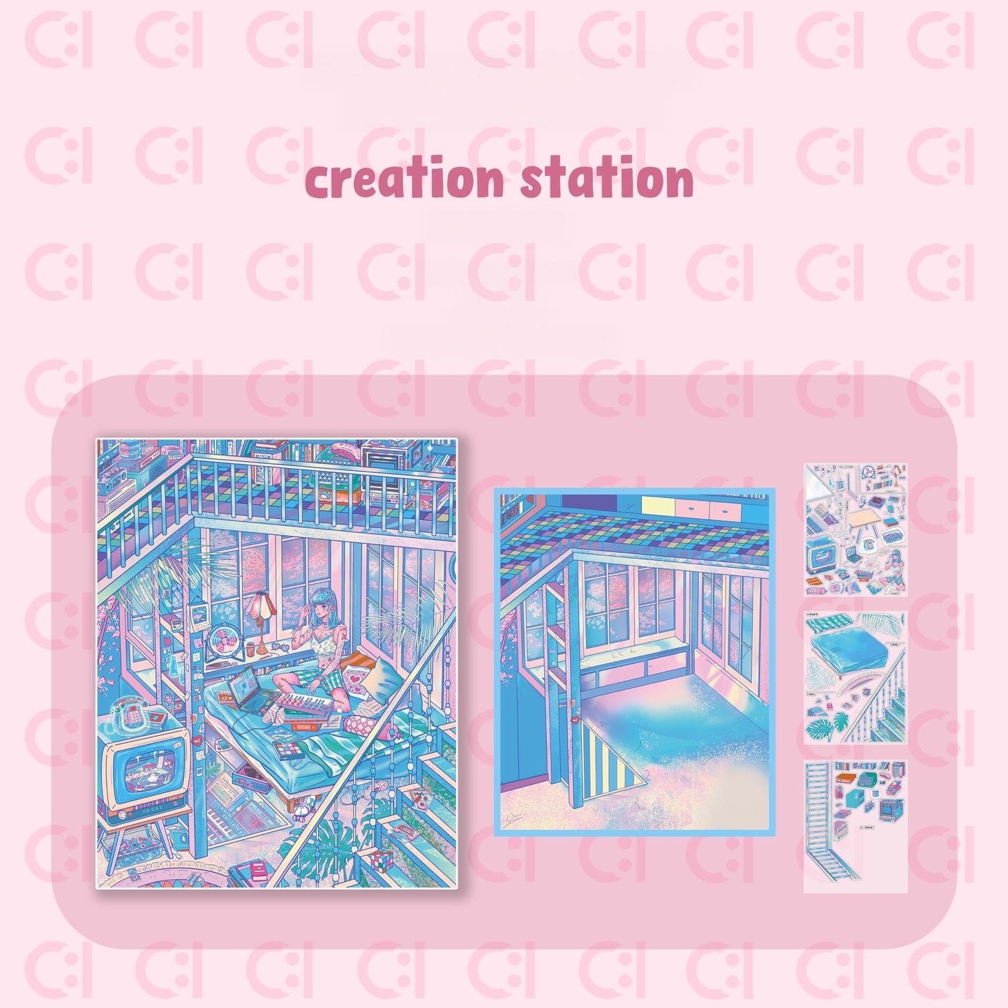 Workshop of Imagination 3D Sticker | 2 Cute Miniature Scenes
