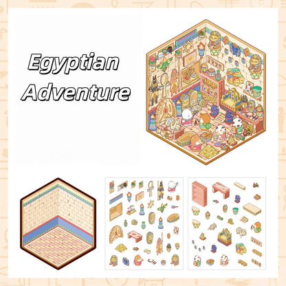 Explorer’s Atlas 3D Sticker | 4 Cute Miniature Scenes