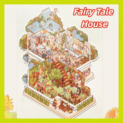 Dream House 3D Sticker | 4 Cute Miniature Scenes