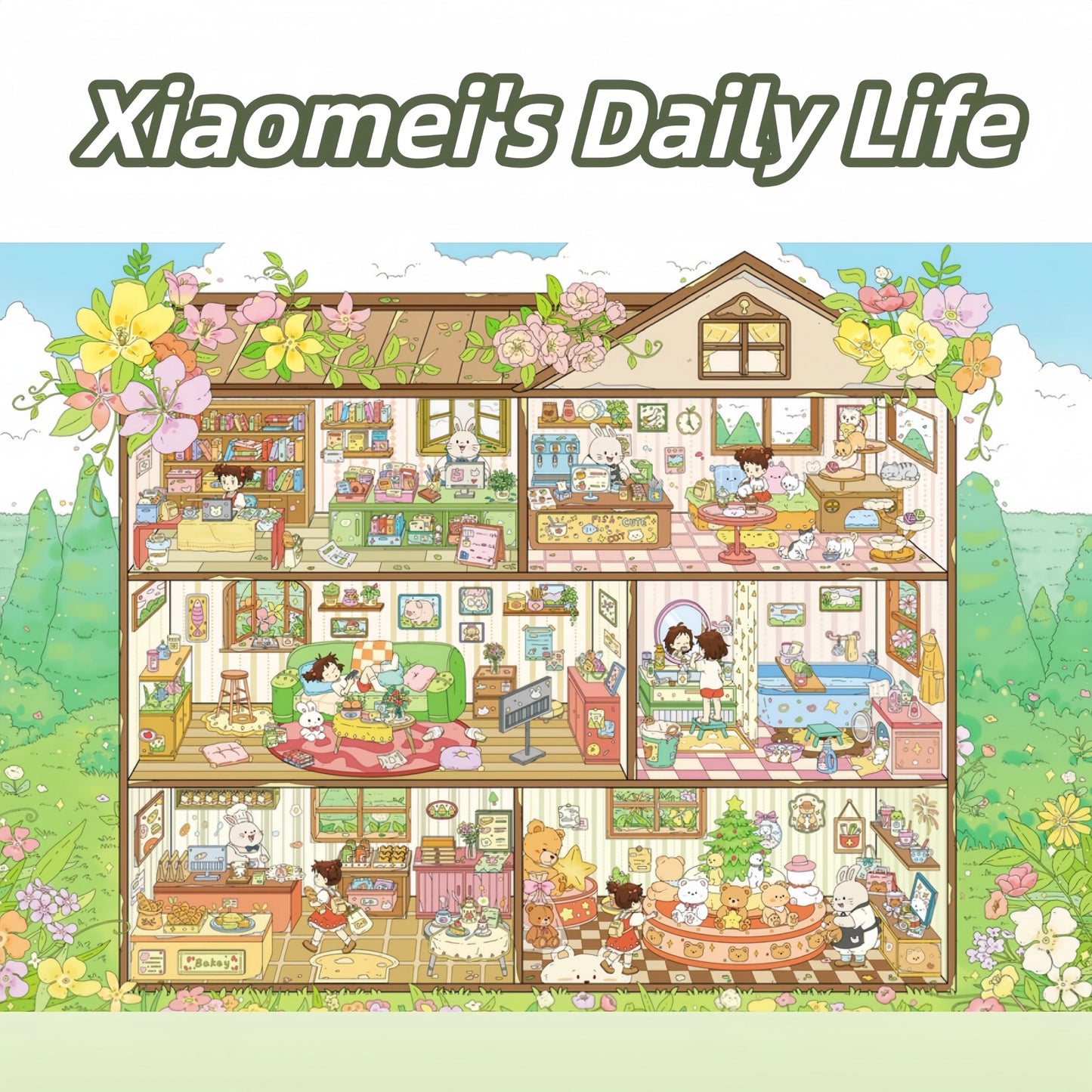 Whimsy Daily Life 3D Sticker | 4 Cute Miniature Scenes