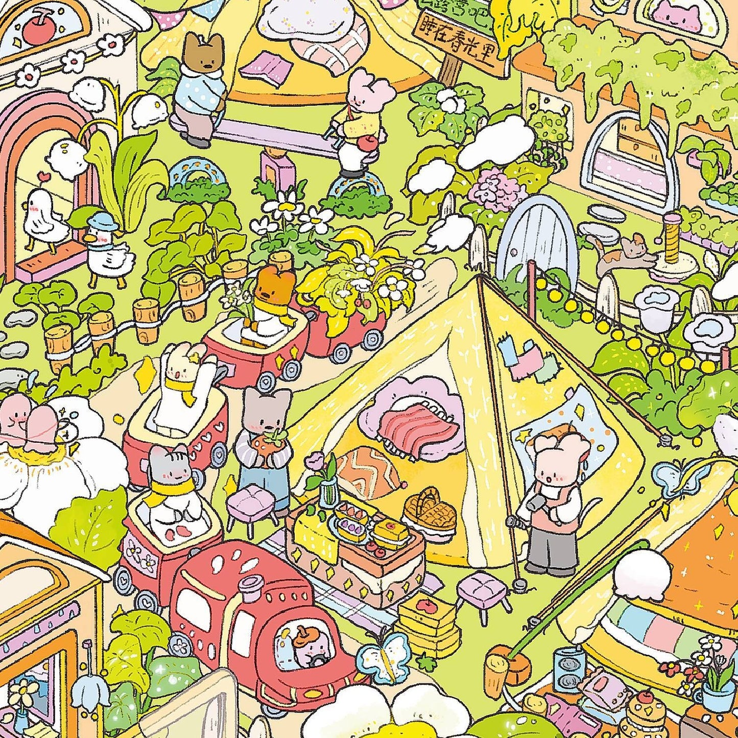 Springtime Whimsy 3D Sticker | 2 Cute Miniature Scenes