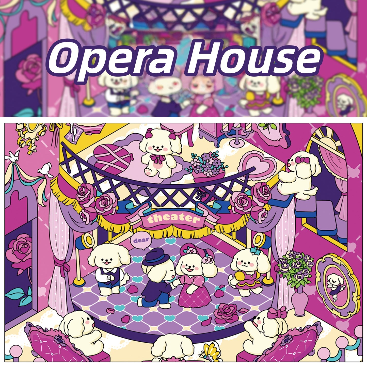 Exhibition Hall 3D Sticker | 4 Cute Miniature Scenes