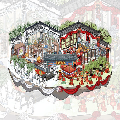 Golden and Jade Marriage 3D Sticker