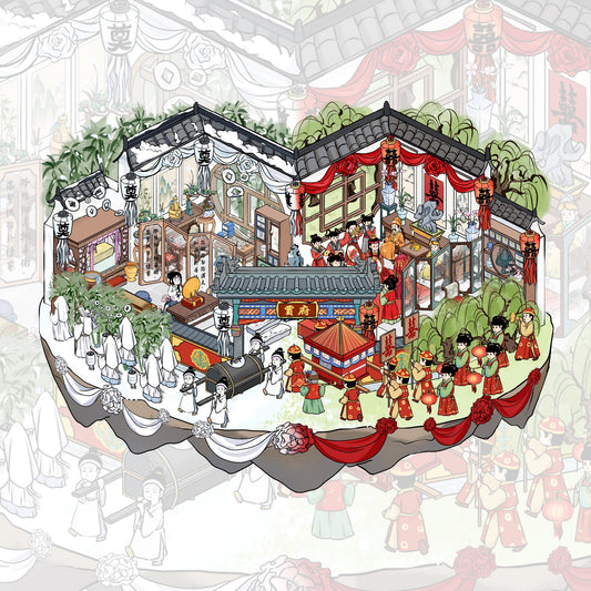 Golden and Jade Marriage 3D Sticker