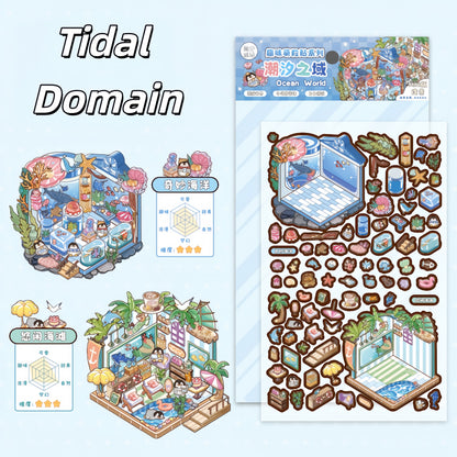 Curiosity Map 3D Sticker | 4 Cute Miniature Scenes