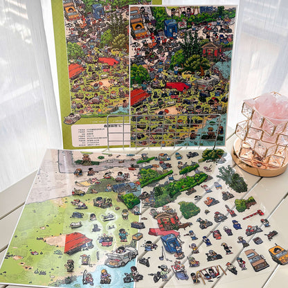 Fantastical City 3D Sticker | 3 Cute Miniature Scenes