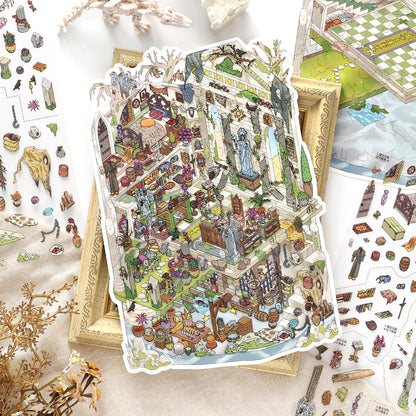 Atlas of the Forgotten 3D Sticker | 4 Cute Miniature Scenes