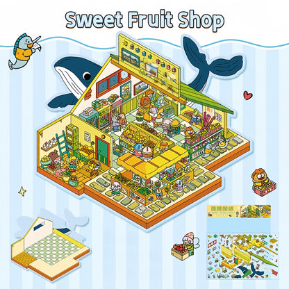 Miniature Shop 3D Sticker | 2 Cute Miniature Scenes