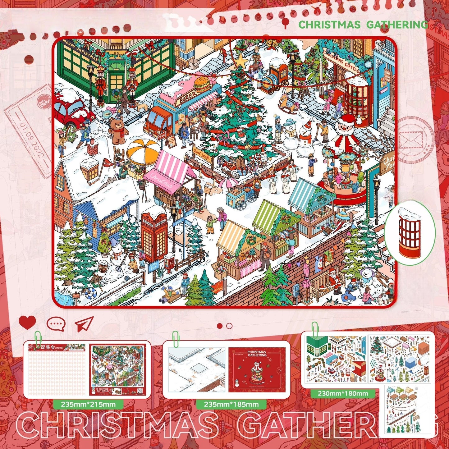 A Tour of the Small Town 3D Sticker | 4 Cute Miniature Scenes