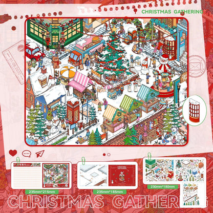 A Tour of the Small Town 3D Sticker | 4 Cute Miniature Scenes