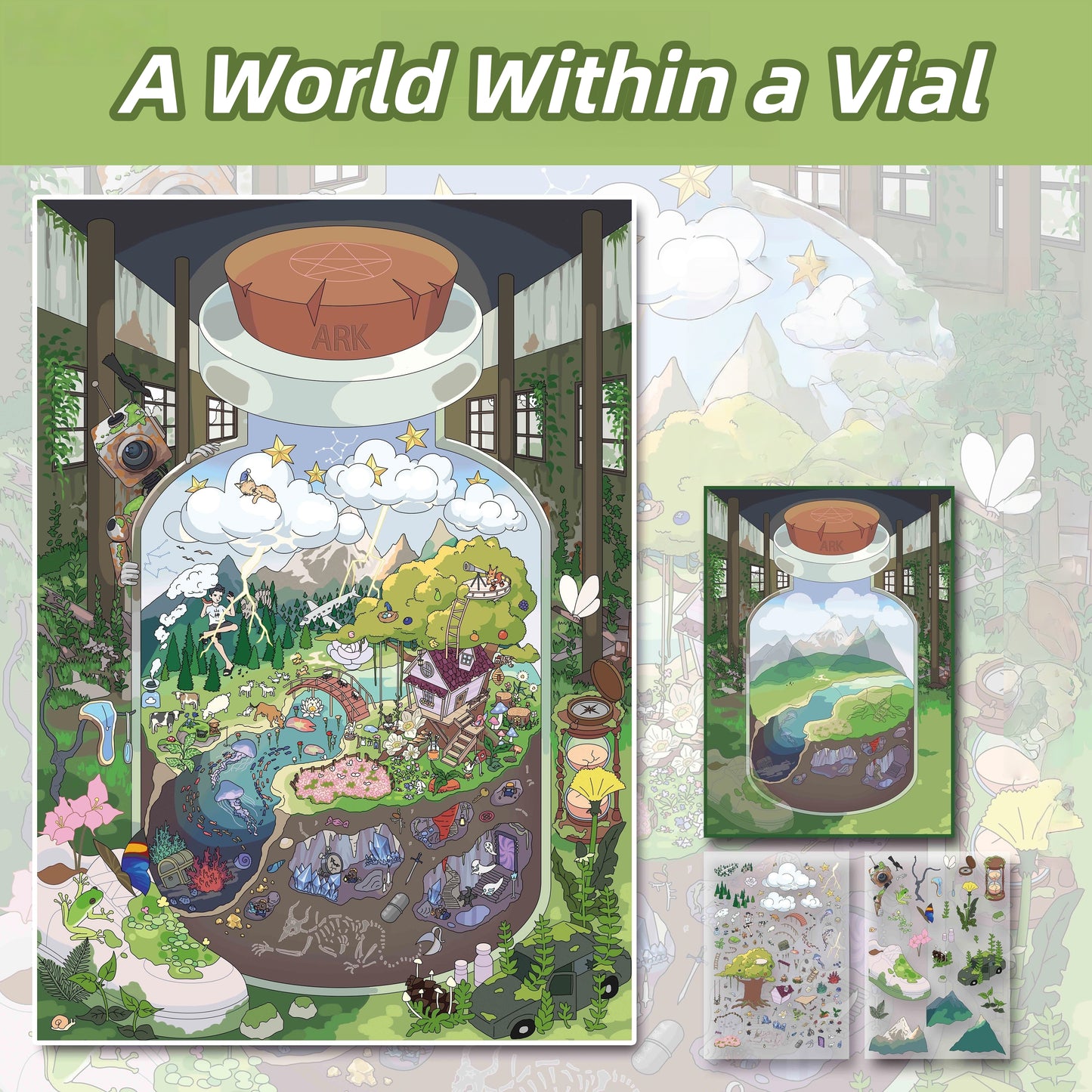 Wonder Realms 3D Sticker | 5 Cute Miniature Scenes