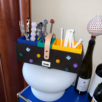 3-in-1 Divided Leather Desk Organizer