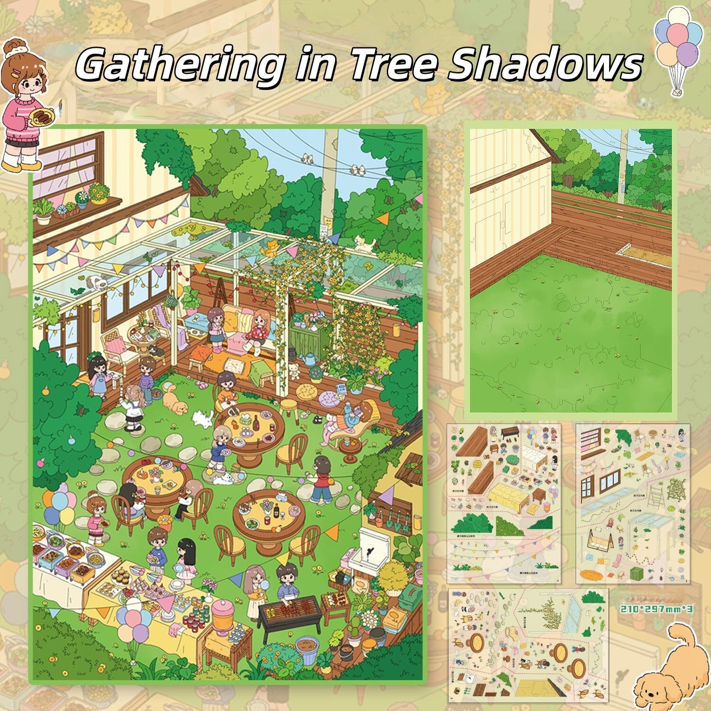 Gathering Time 3D Sticker | 2 Cute Miniature Scenes