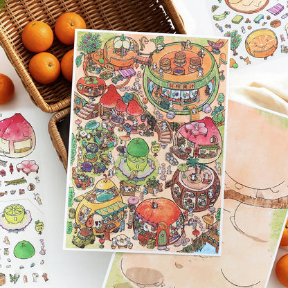 Rustic Villages 3D Sticker | 2 Cute Miniature Scenes