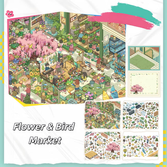 Market Hours 3D Sticker | 3 Cute Miniature Scenes