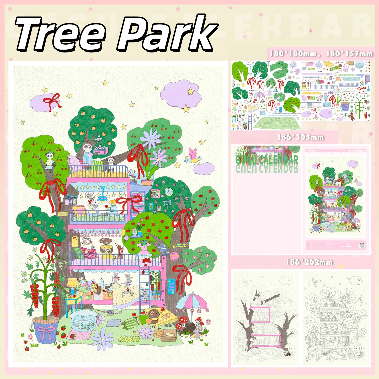 Gugu Calendar 3D Sticker | 2 Cute Miniature Scenes