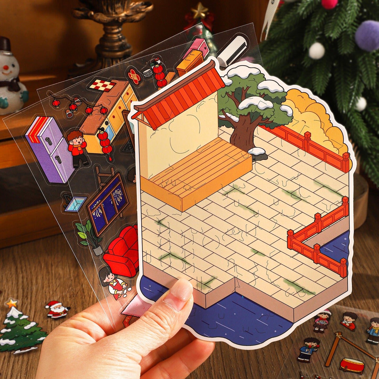Celebrate the Festival 3D Sticker | 4 Cute Miniature Scenes