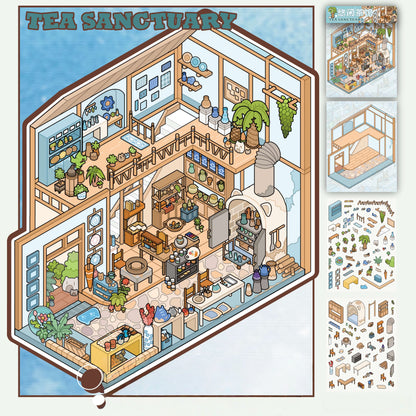Old Days 3D Sticker | 4 Cute Miniature Scenes