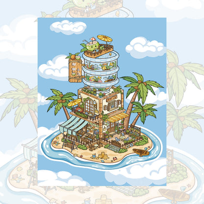 Coconut Island 3D Sticker