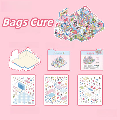 Simulation Management 3D Sticker | 2 Cute Miniature Scenes