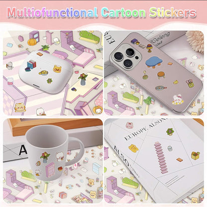 Bunny’s Dreamy Village 3D Sticker | 4 Cute Miniature Scenes