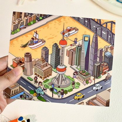 Traveling Through China 3D Sticker | 4 Cute Miniature Scenes