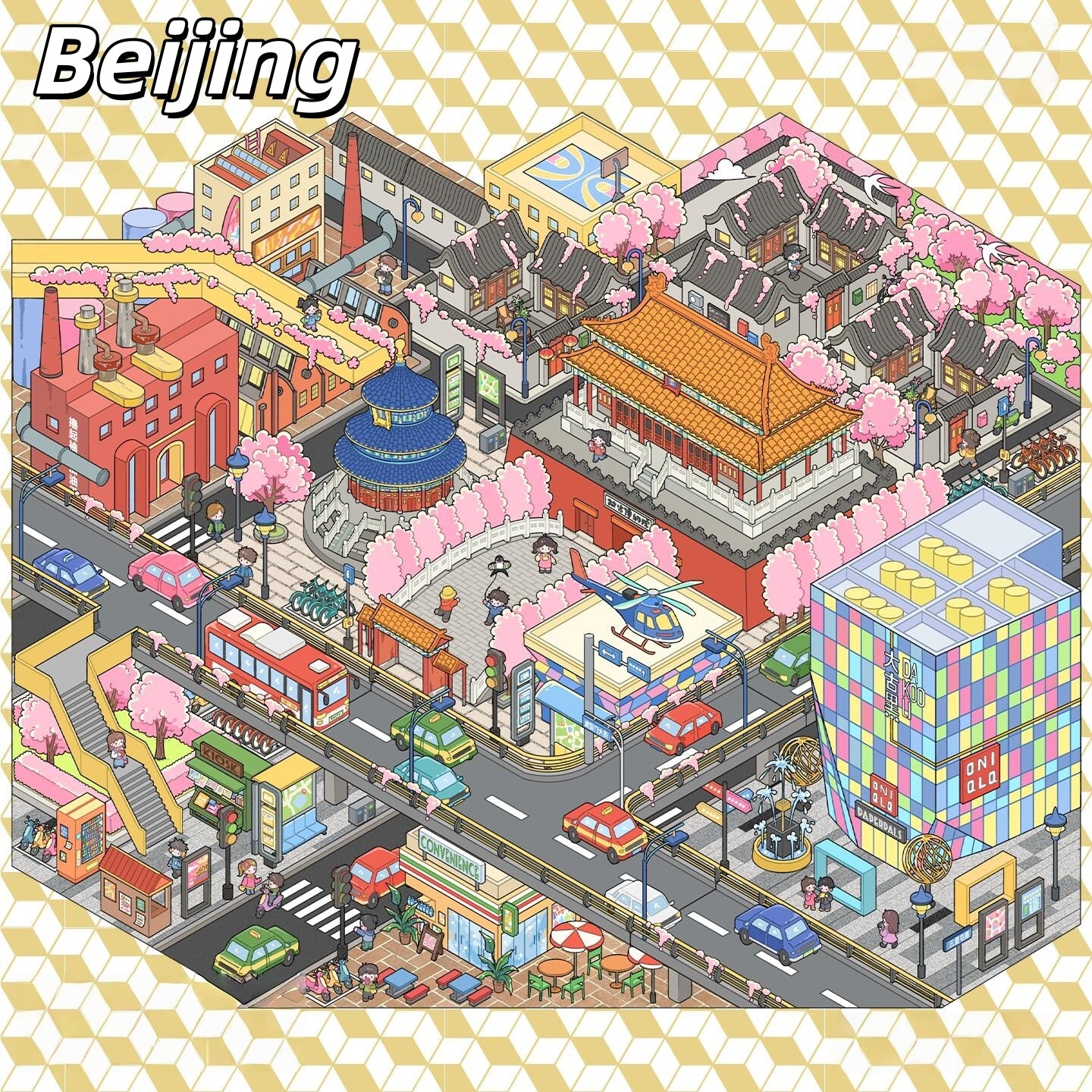 Megalopolis 3D Sticker | 3 Cute Miniature Scenes