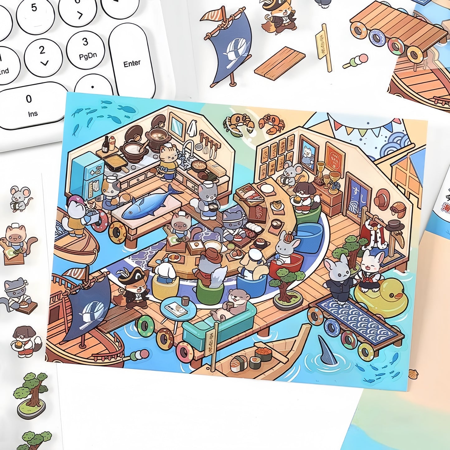 Simulation Management 3D Sticker | 4 Cute Miniature Scenes