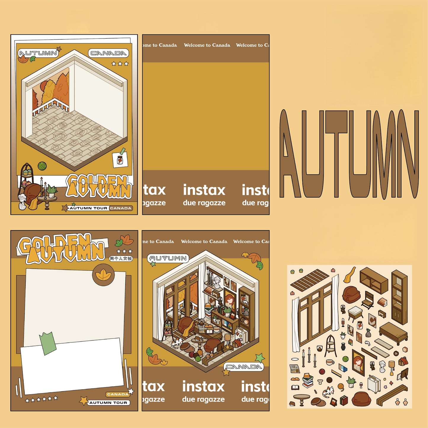 Travel Journal 3D Sticker | 4 Cute Miniature Scenes