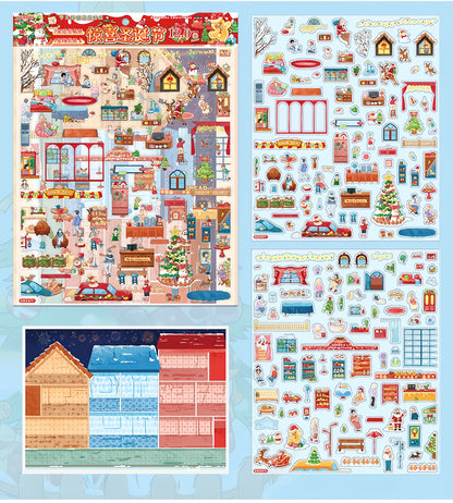 Happy Festival 3D Sticker | 2 Cute Miniature Scenes