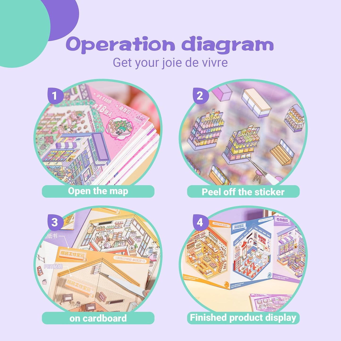Tiny Animal Life 3D Sticker Material Book – Life in Progress (6 Scenes) | Business Countdown (6 Scenes)
