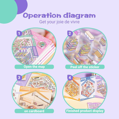 Tiny Animal Life 3D Sticker Material Book – Life in Progress (6 Scenes) | Business Countdown (6 Scenes)