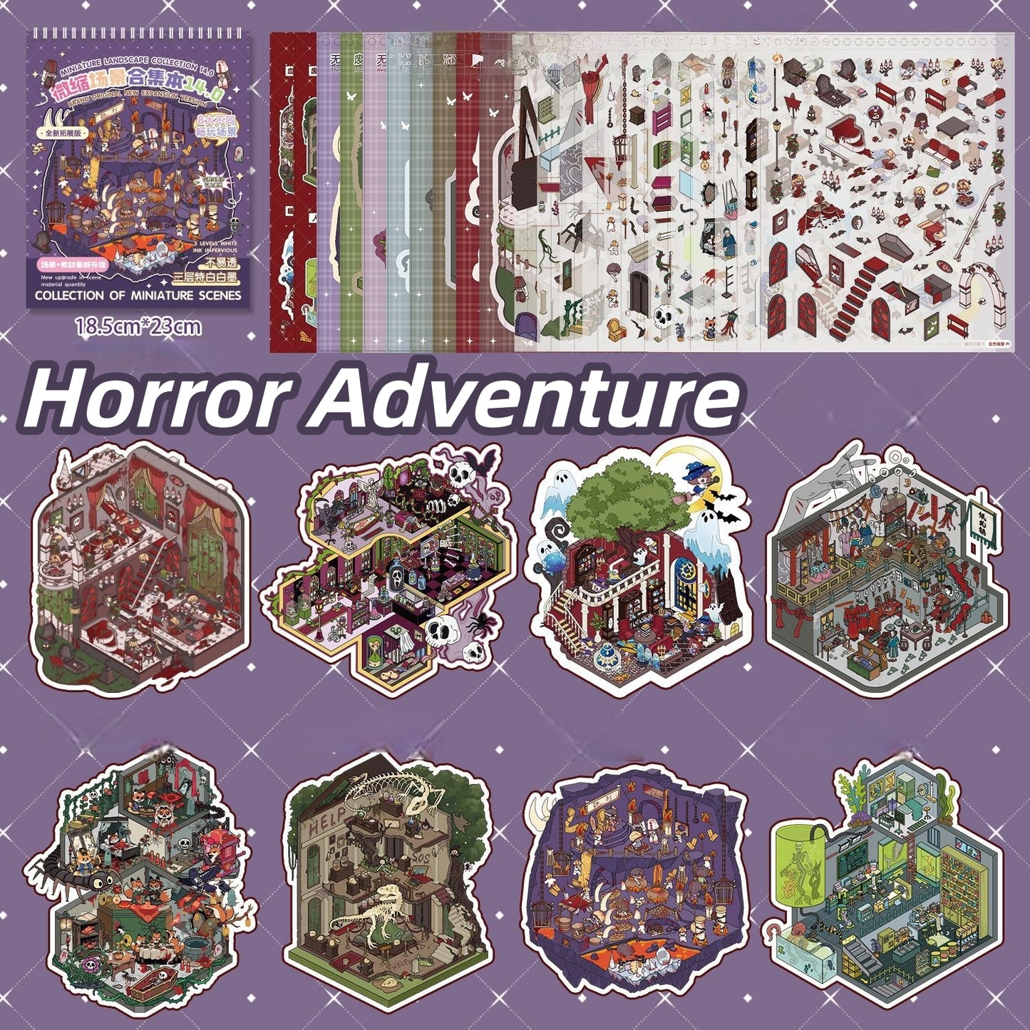 Horror Adventure 3D Sticker Book (8 Themes)