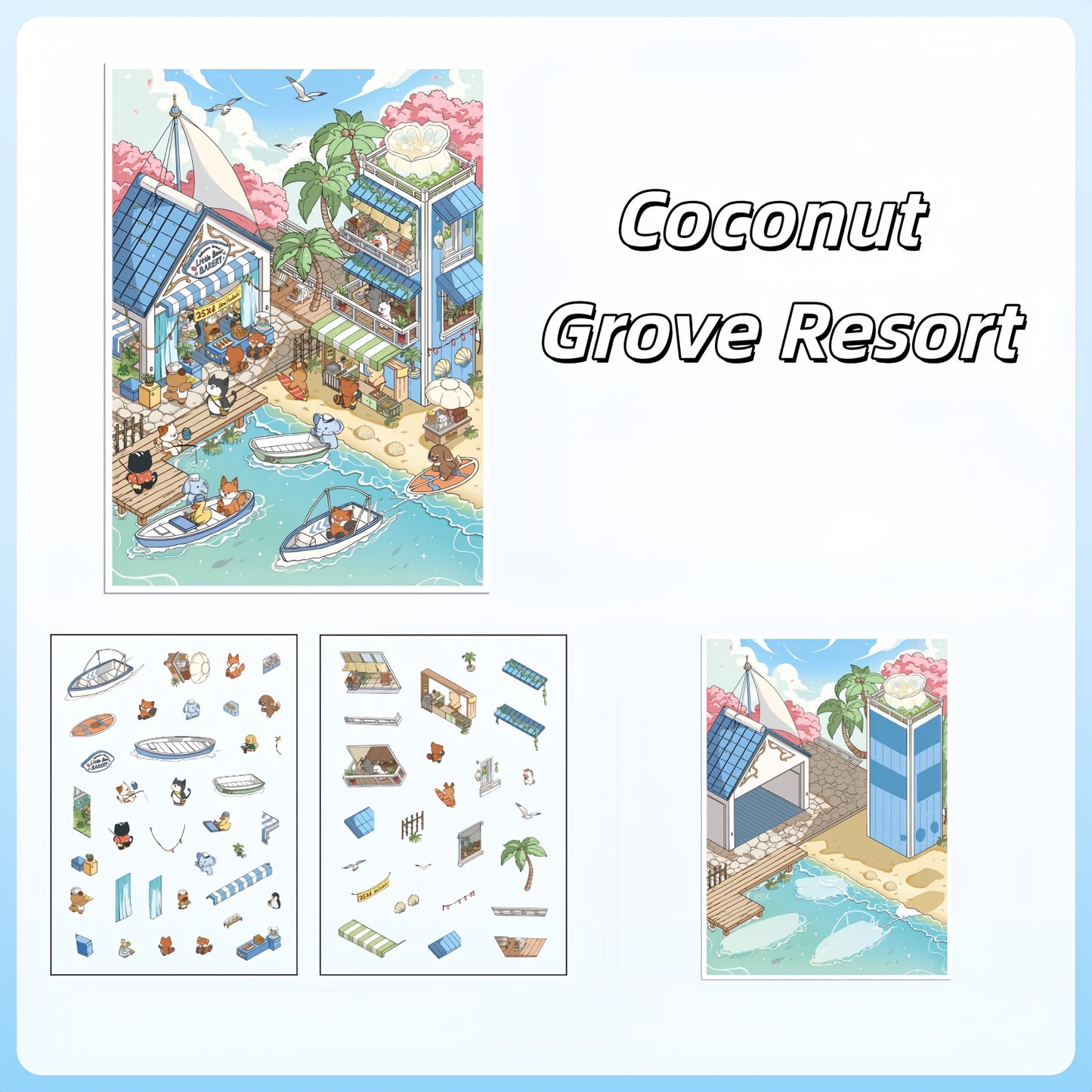 Holiday life 3D Sticker | 4 Cute Miniature Scenes