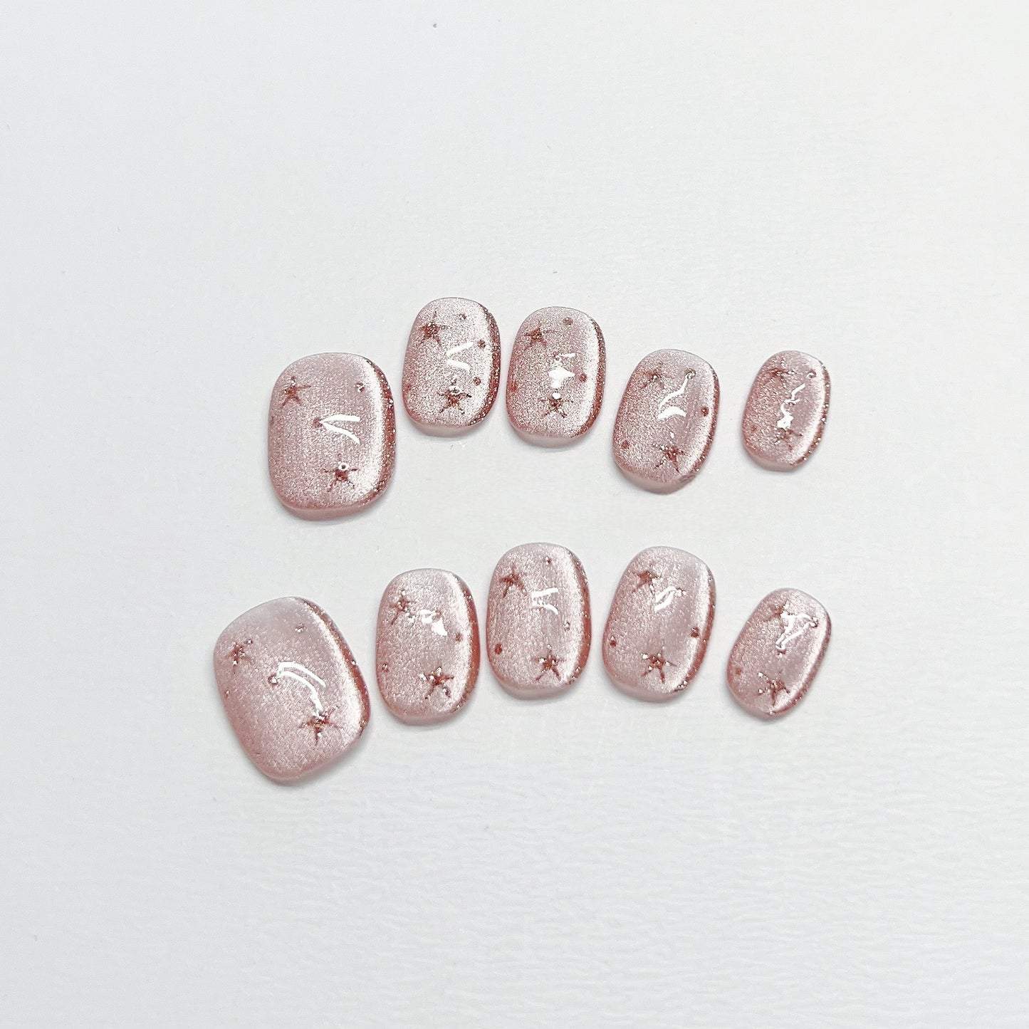 Pink Star Cat-eye Nail - Medium Square/Short Almond