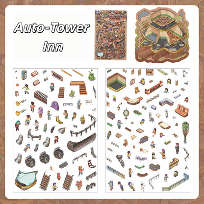 Futurescape 3D Sticker | 4 Cute Miniature Scenes