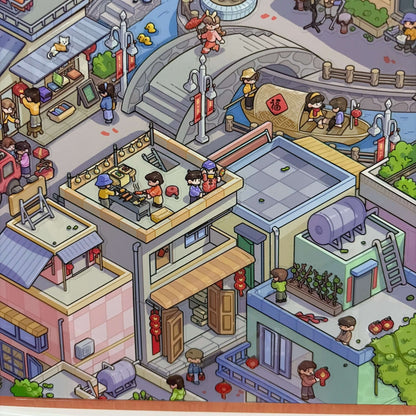 Spring Festival Town 3D Sticker | 2 Cute Miniature Scenes