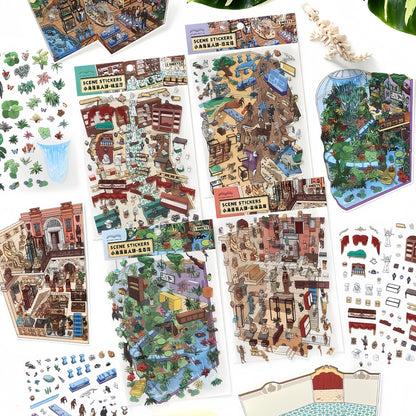 Little Exhibition 3D Sticker | 4 Cute Miniature Scenes