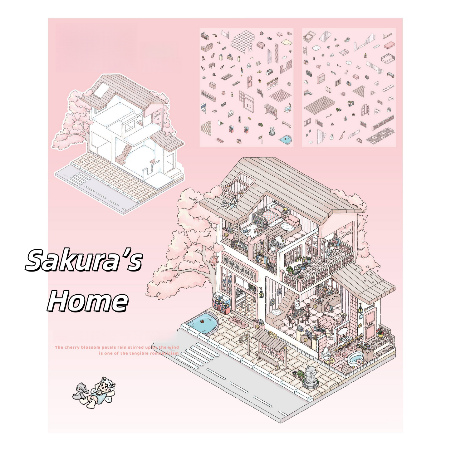 Sakura’s Home 3D Sticker | 6 Cute Miniature Scenes