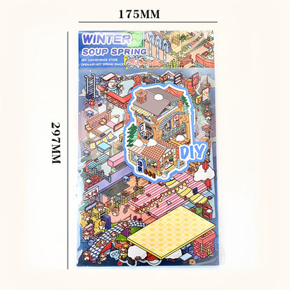Flip Building 3D Sticker | 2 Cute Miniature Scenes
