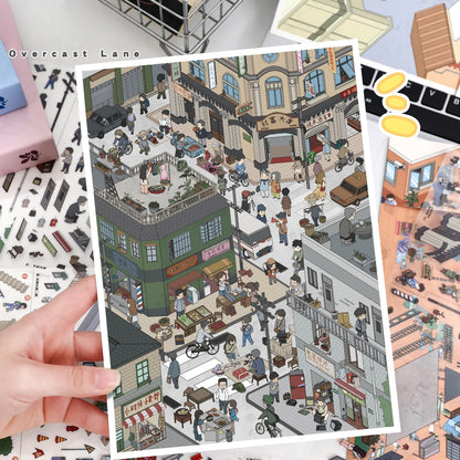 Old Street View 3D Sticker | 2 Cute Miniature Scenes