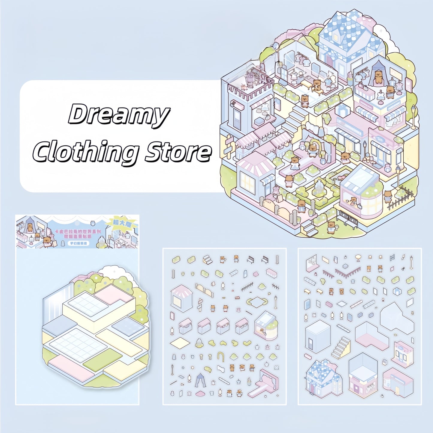 Capybara Shop 3D Sticker | 3 Cute Miniature Scene