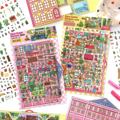 Simulation Management 3D Sticker | 2 Cute Miniature Scenes