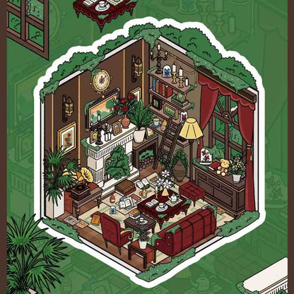 Green Invasion 3D Sticker | 4 Cute Miniature Scenes